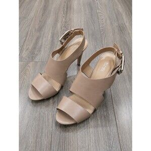 MICHAEL Michael Kors Carla Womens 8M Taupe Leather Platform Stiletto Sandals